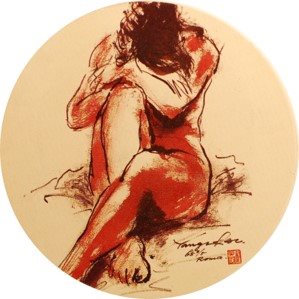裸女紅 杯墊